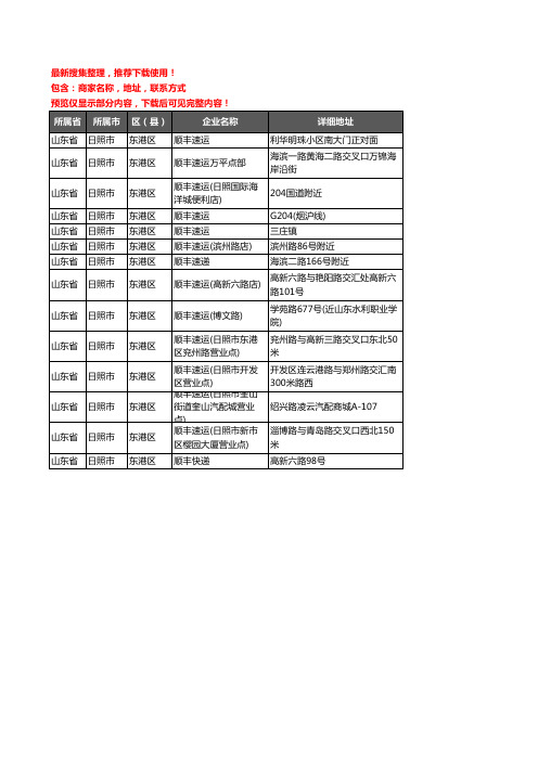 新版山东省日照市东港区顺丰快递企业公司商家户名录单联系方式地址大全14家