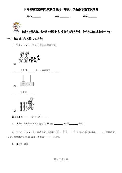 云南省德宏傣族景颇族自治州一年级下学期数学期末模拟卷