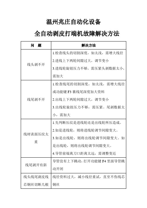 全自动剥皮打端机故障分析解决方法