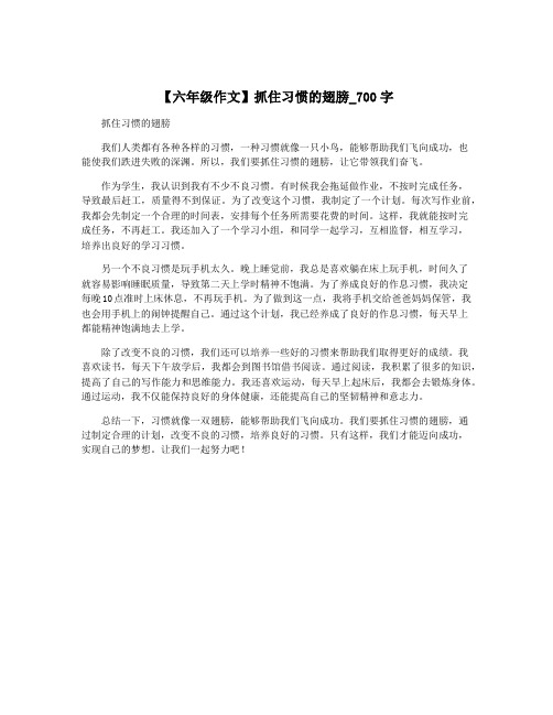 【六年级作文】抓住习惯的翅膀_700字