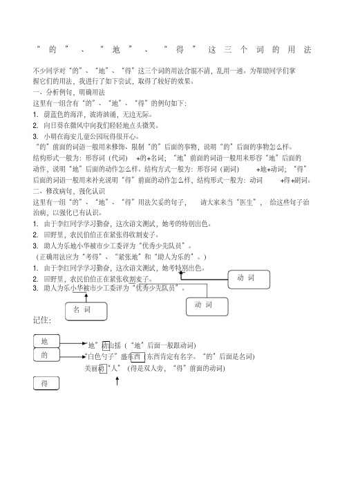 “的”“地”“得”这三个词的用法