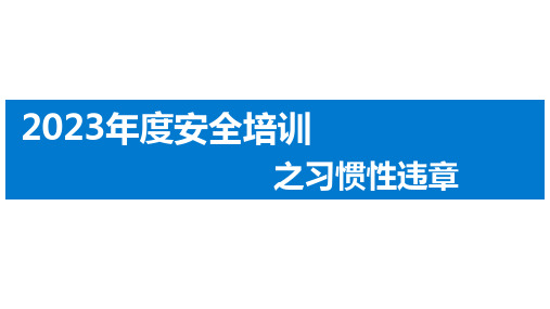 习惯性违章安全培训教材