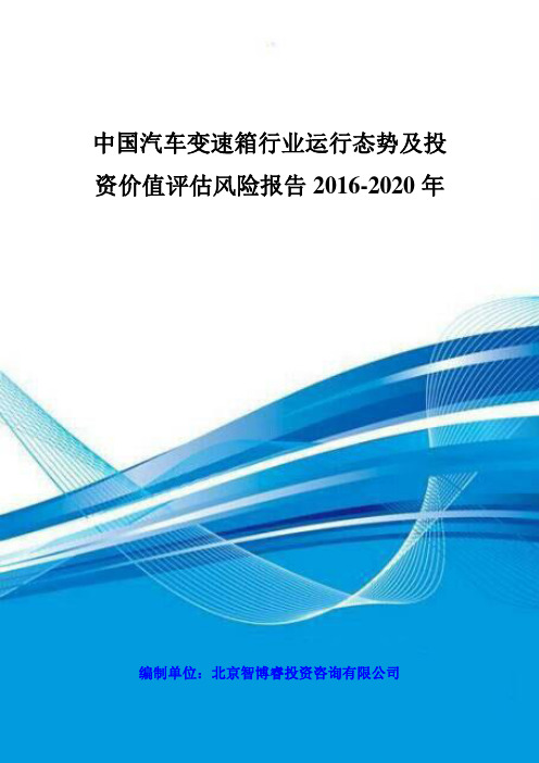 中国汽车变速箱行业运行态势及投资价值评估风险报告21 (2)