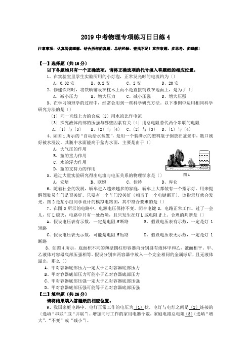 2019中考物理专项练习日日练4.doc