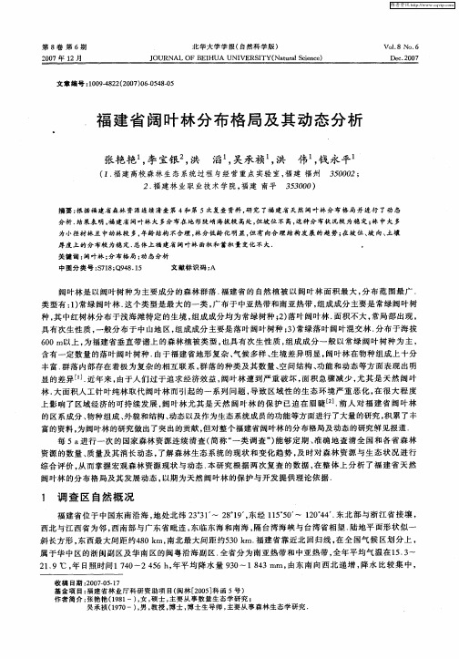 福建省阔叶林分布格局及其动态分析