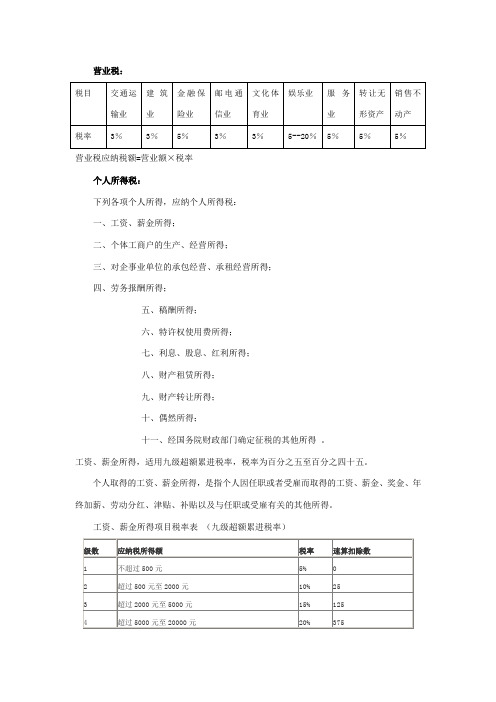 五大税种税率