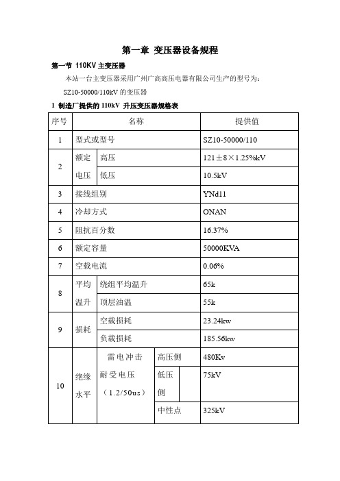 升压站设备规程