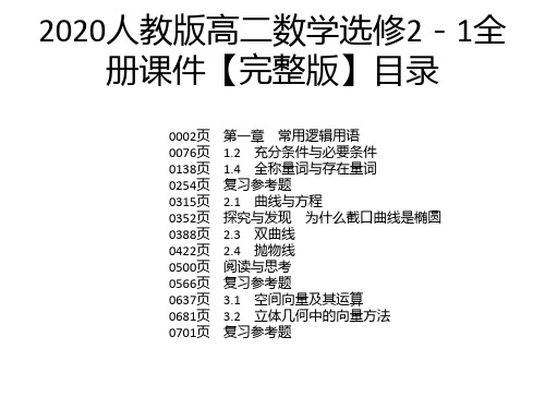 2020人教版高二数学选修2-1全册课件【完整版】