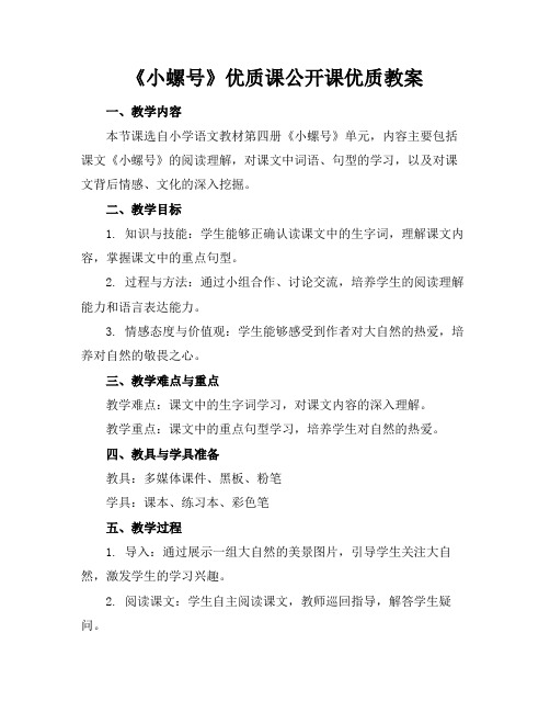 《小螺号》优质课公开课优质教案