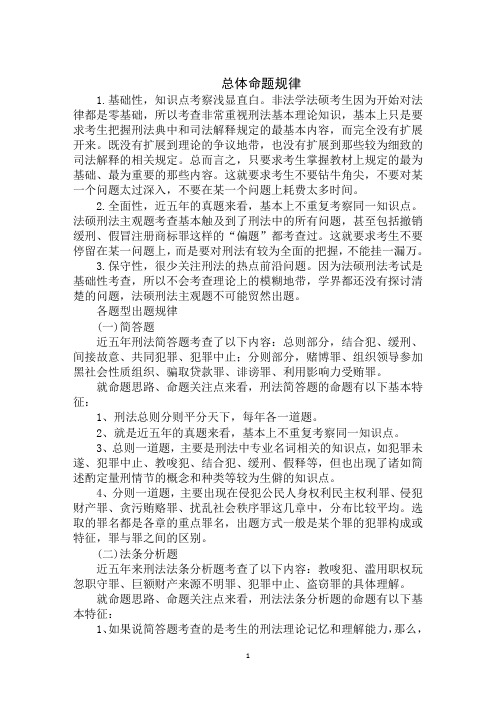 2020年法律硕士联考：刑法命题规律范文精选汇编