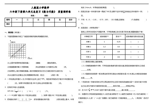 人教版小学数学六年级下册第六单元总复习《数与代数》质量调研卷(含答案)