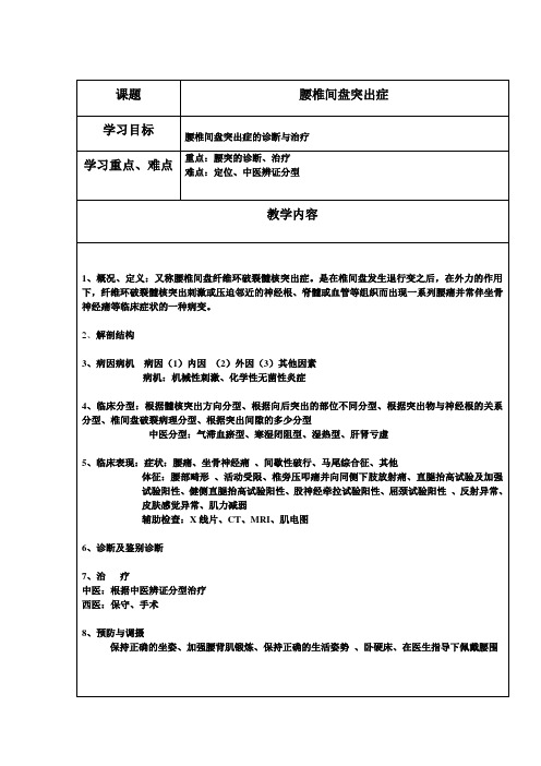 腰椎间盘突出症教学查房教学讲义