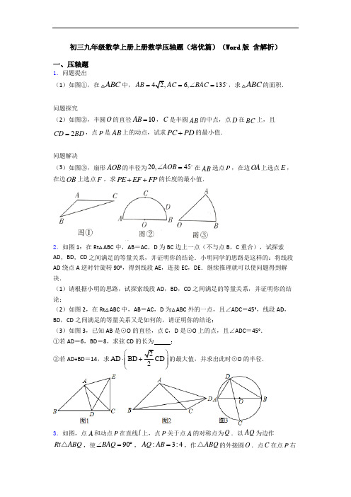 初三九年级数学上册上册数学压轴题(培优篇)(Word版 含解析)