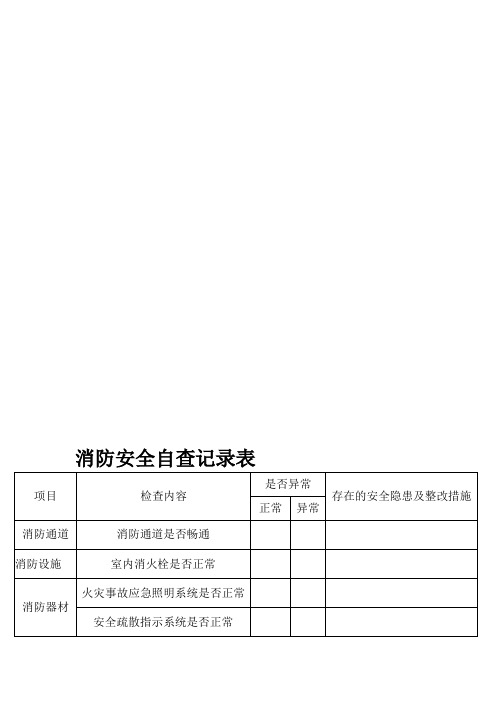 消防安全每月自查记录表