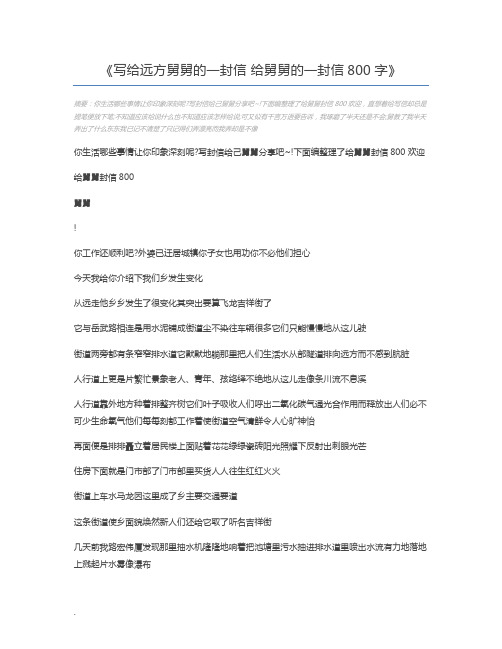 写给远方舅舅的一封信 给舅舅的一封信800字