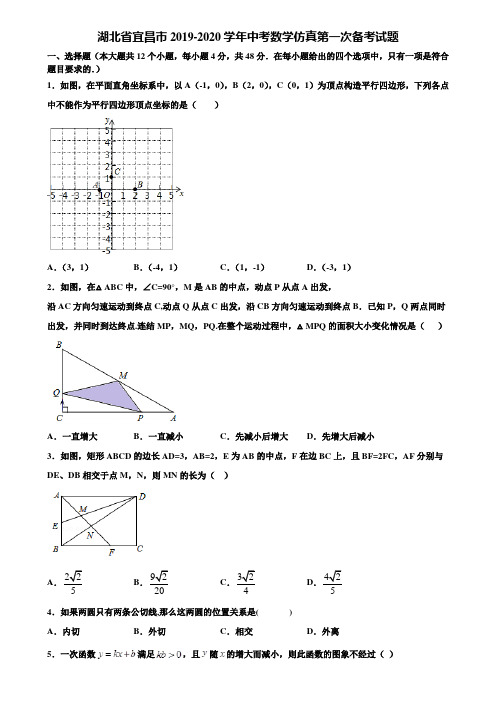 湖北省宜昌市2019-2020学年中考数学仿真第一次备考试题含解析