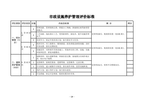 城市市政设施养护管理评价标准