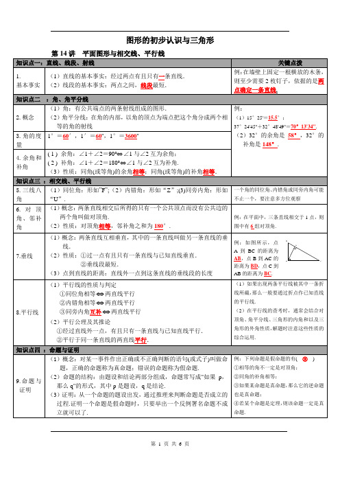 中考数学知识点梳理(图形与三角形)