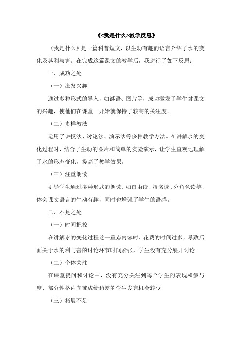 《我是什么》教学反思成功之处、不足之处和改进措施