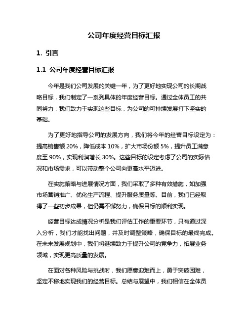 公司年度经营目标汇报