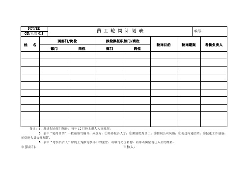 员工轮岗计划表