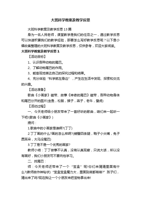 大班科学教案及教学反思13篇