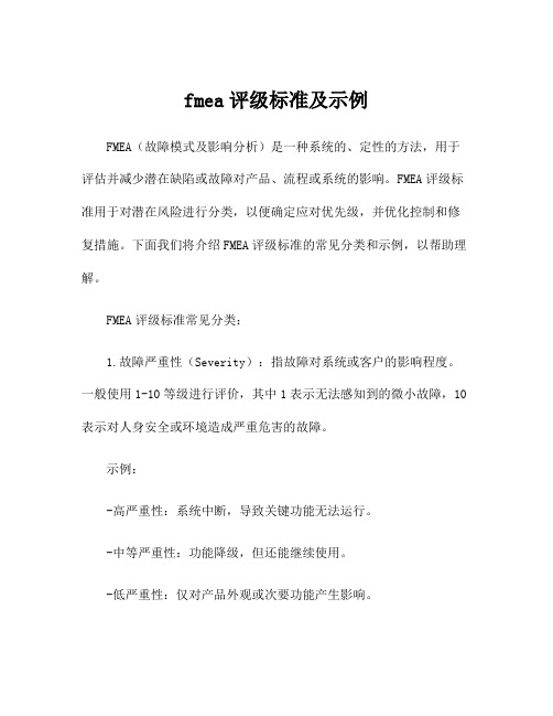 fmea评级标准及示例