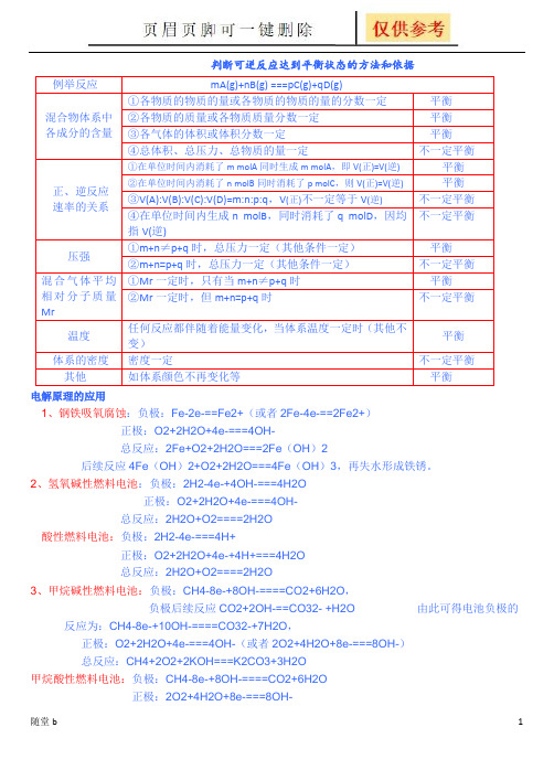 判断可逆反应达到平衡状态的方法和依据(学校教学)