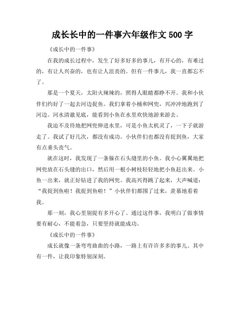 成长长中的一件事六年级作文500字