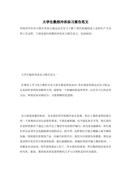 大学生数控冲床实习报告范文