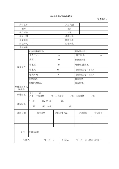 DR检测X射线数字成像报告格式DDA