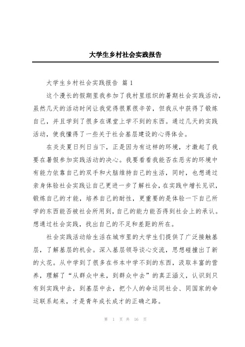 大学生乡村社会实践报告