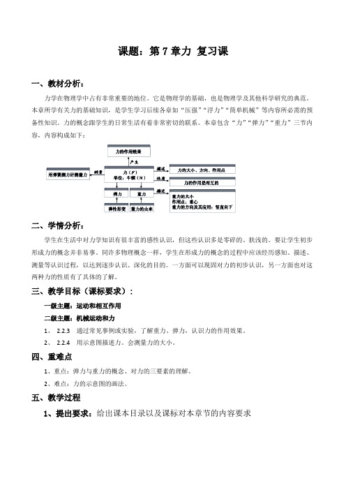 八年级物理第7章力复习课教学设计