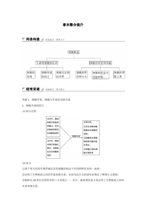 高中生物第一单元第一章细胞的概述章末整合提升教案中图版必修1