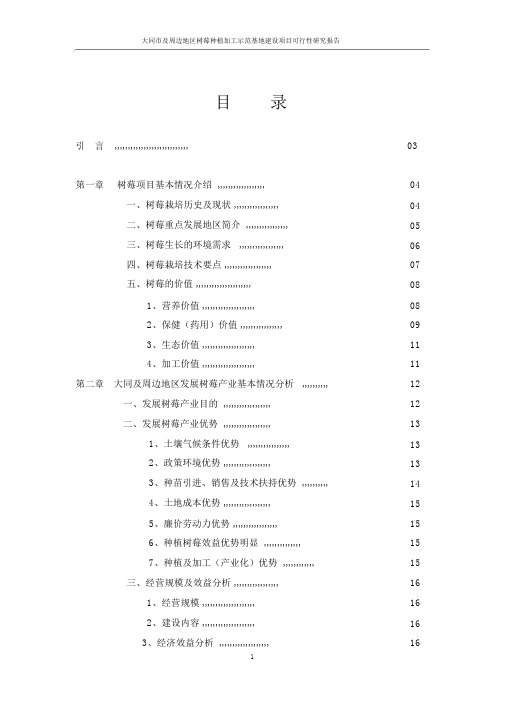 大同市与周边地区红树莓种植加工示范基地建设项目可行性研究报告