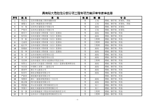 具有较大危险性分部分项工程专项方案评审专家库名单