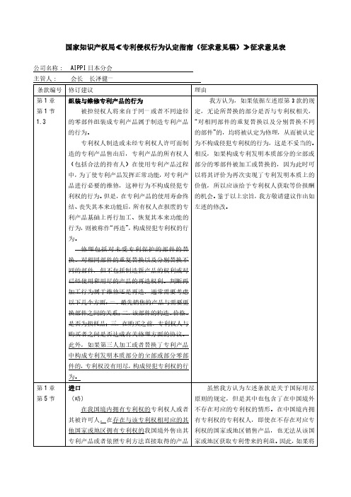 国家知识产权局专利侵权行为认定指南(征求意见稿)征