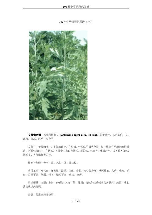 100种中草药彩色图谱