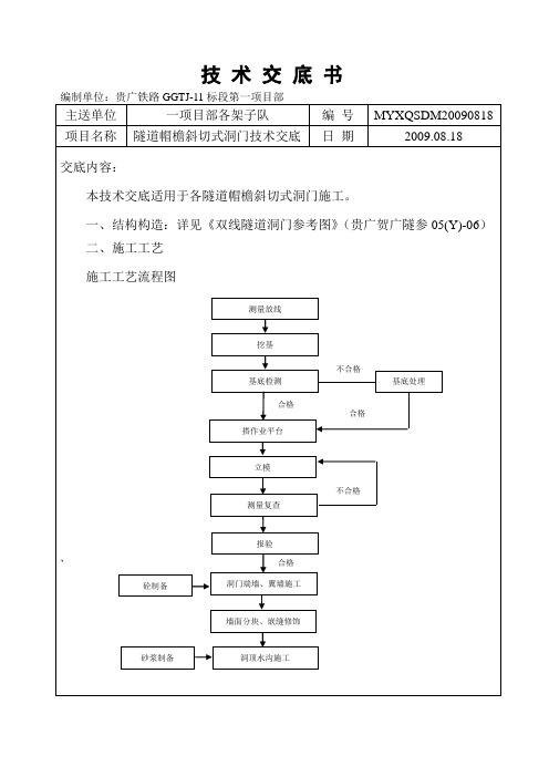 帽檐斜切式洞门施工技术