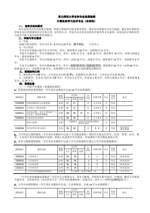 西北师范大学本科专业选课指南