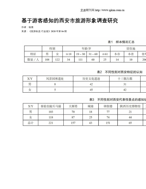 基于游客感知的西安市旅游形象调查研究