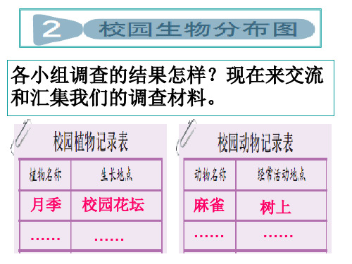 教科版科学六年级上册《校园生物分布图》PPT