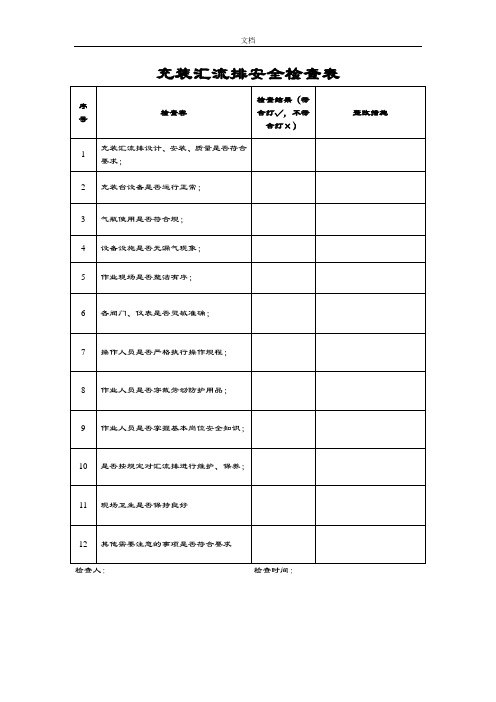 气体企业专项安全系统检查表