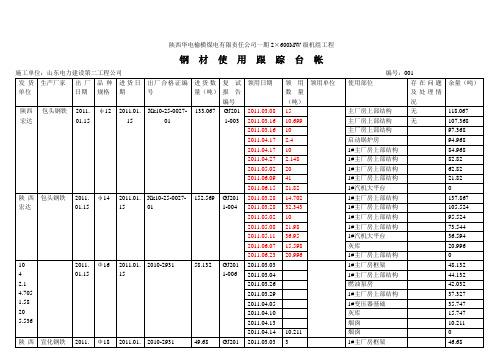 钢材跟踪台帐