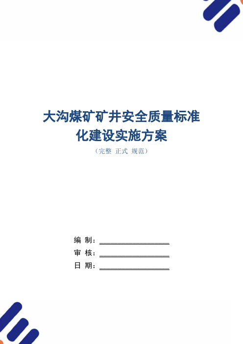 大沟煤矿矿井安全质量标准化建设实施方案