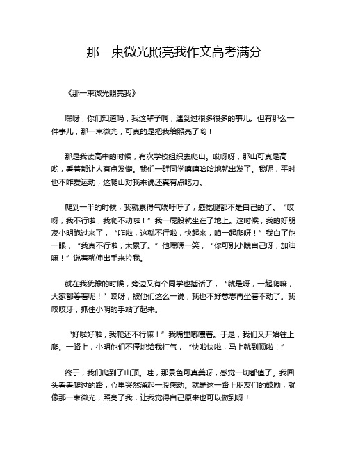 那一束微光照亮我作文高考满分