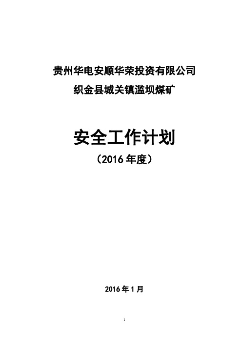 煤矿2016年安全工作年度规划