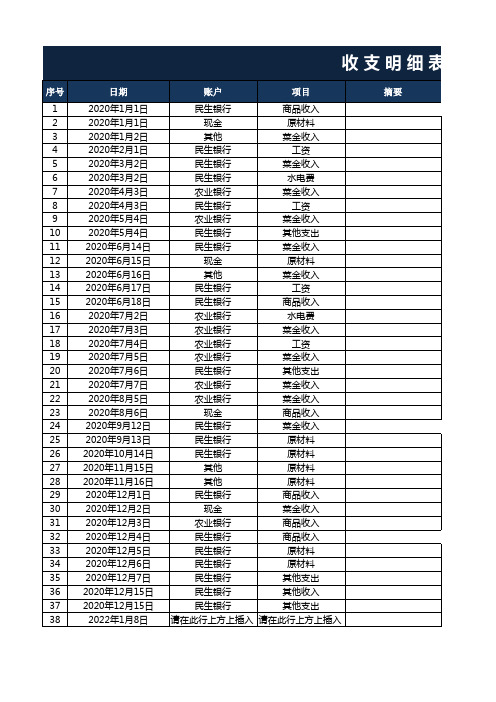 收支明细表