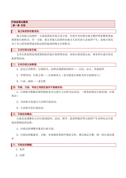 行政法教材重点知识内容整理Word文档