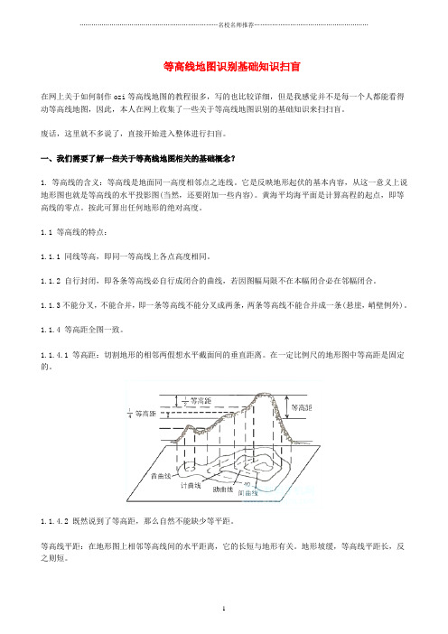 小学六年级科学上册 等高线地图识别基础知识上课必备精选素材